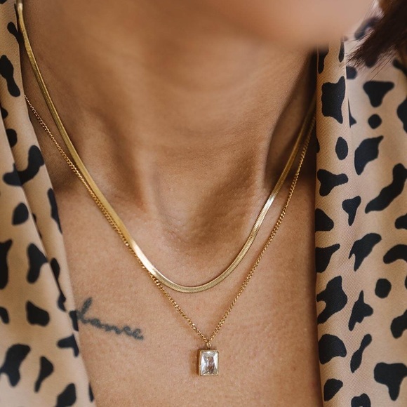 Square double layer necklace - Picture 2 of 2